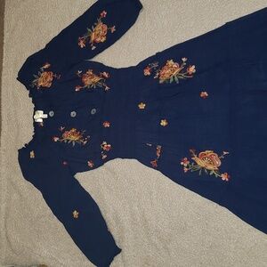 Blue embroidered dress